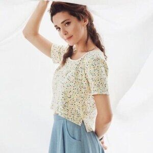 MEEMOZA Short Sleeve Crop Top Confetti Print Sz M